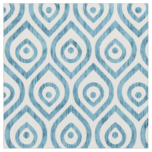 Vintage geometric blue ogee pattern fabric