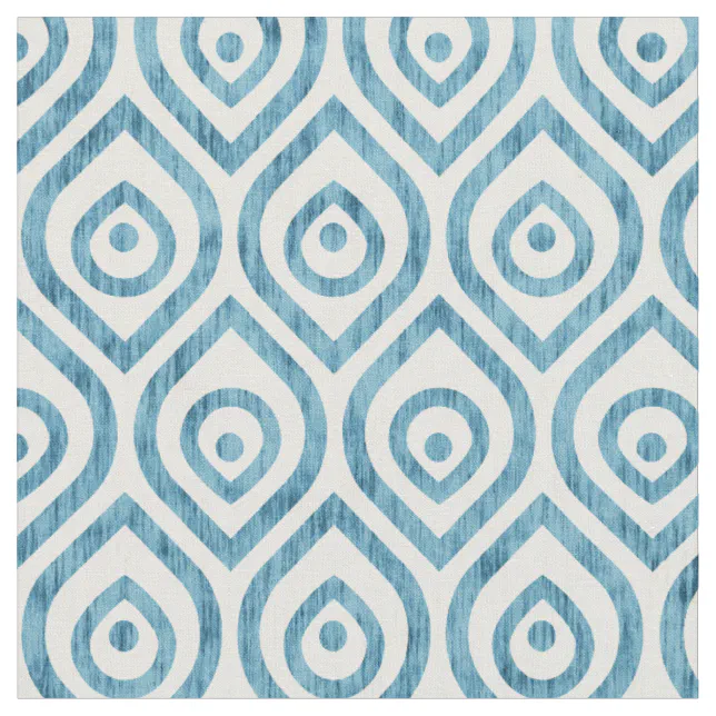 Vintage geometric blue ogee pattern. fabric | Zazzle