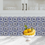 Vintage Geometric Blue White Tile Pattern<br><div class="desc">Hand painted traditional vintage geometric European tiles design. Ornamental pattern of perfection. Color tones include blue and white. The perfect decorative design,  ideal gift for any occasion.</div>