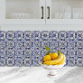 Vintage Geometric Blue White Tile Pattern