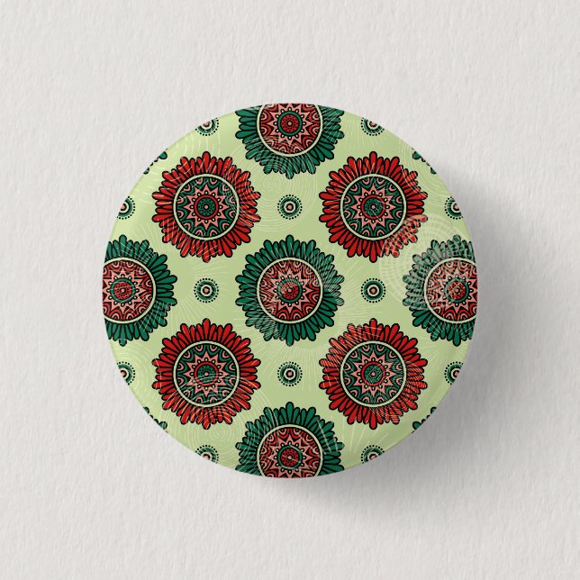 Vintage Geometric Circle Dots Boho Mandala  Button (Front)