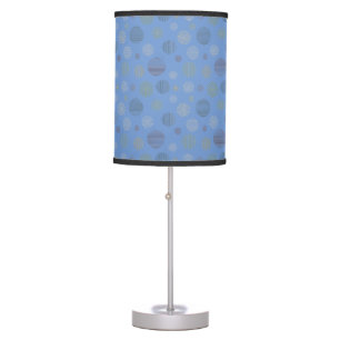 Vintage geometric circle line pattern blue table lamp