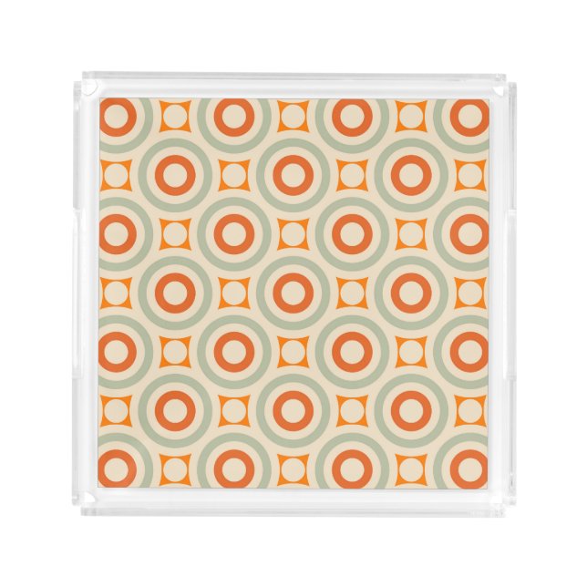 Vintage Geometric Circle Pattern Acrylic Tray (Front)