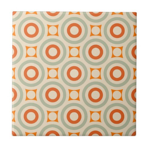 Vintage Geometric Circle Pattern Ceramic Tile