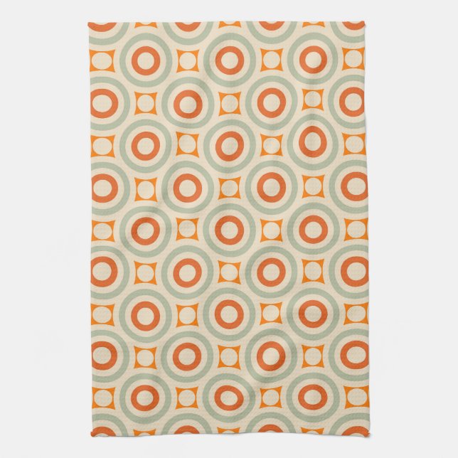 Vintage Geometric Circle Pattern Kitchen Towel (Vertical)