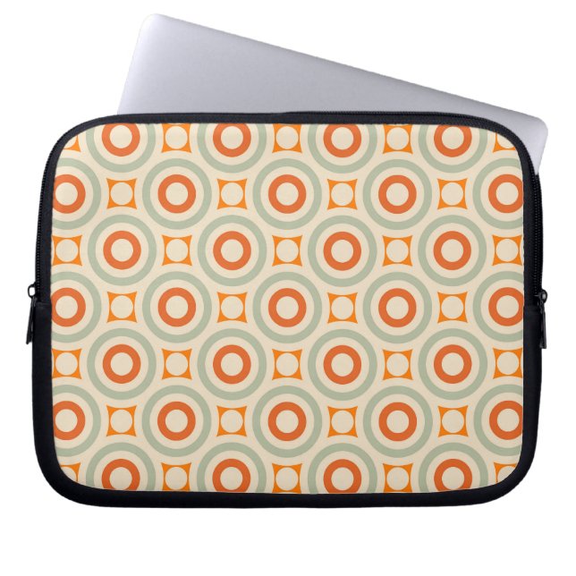 Vintage Geometric Circle Pattern Laptop Sleeve (Front)