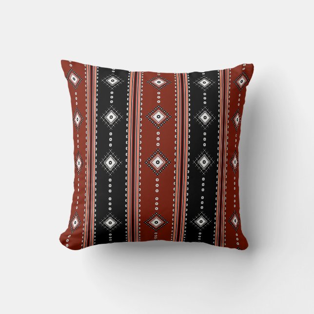 Vintage Geometric Ethnic Seamless Pattern Throw Pillow (Front)