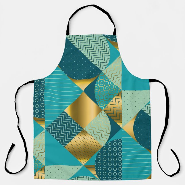 Vintage geometric fabric, seamless patchwork. apron (Front)