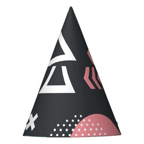 Vintage geometric figures seamless design party hat