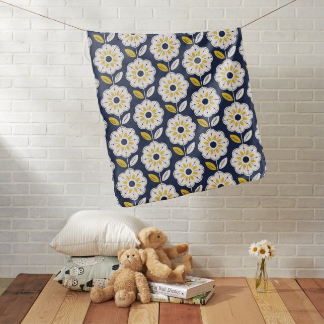 Vintage Geometric Flower Pattern Baby Blanket (In Situ)