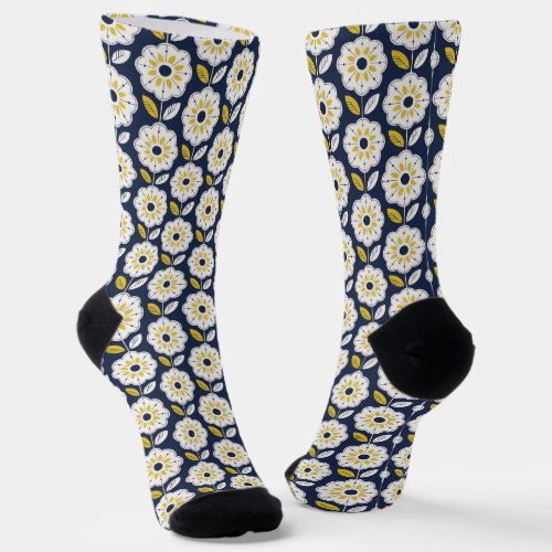 Vintage Geometric Flower Pattern Socks