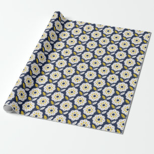 Vintage Geometric Flower Pattern Wrapping Paper