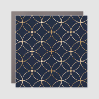 Vintage Geometric: Gold Blue Abstract Car Magnet