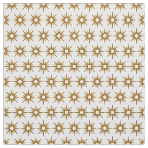 Vintage Geometric Gold Starburst Pattern Fabric