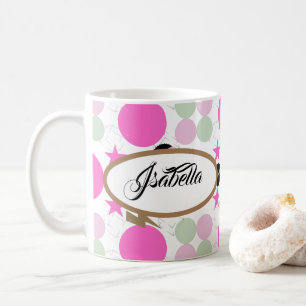 Vintage Geometric Light Pink and Olive Green Coffee Mug