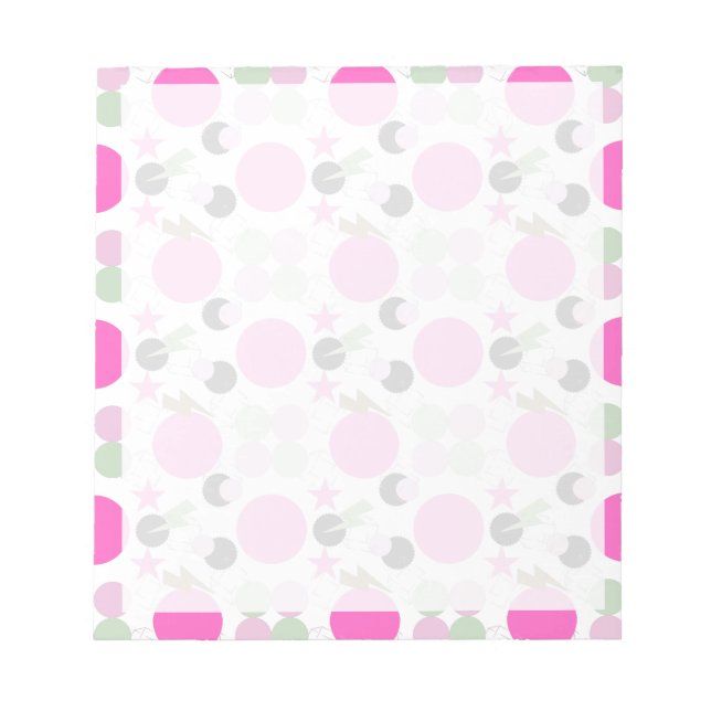 Vintage Geometric Light Pink and Olive Green Notepad (Front)