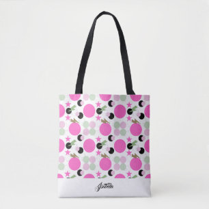 Vintage Geometric Light Pink and Olive Green Tote Bag