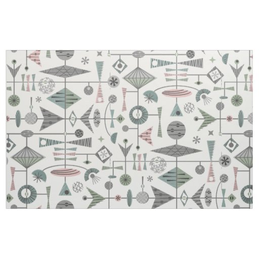 Vintage Geometric Mobiles - White LG ©studioxtine Fabric