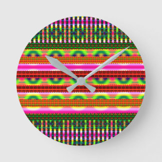 Vintage Geometric Pastel Motif  Round Clock