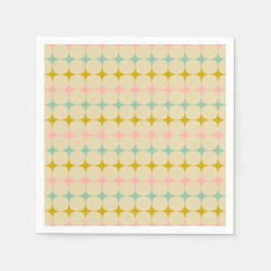 Vintage Geometric Pastel Stars Mod Bridal Shower Napkins