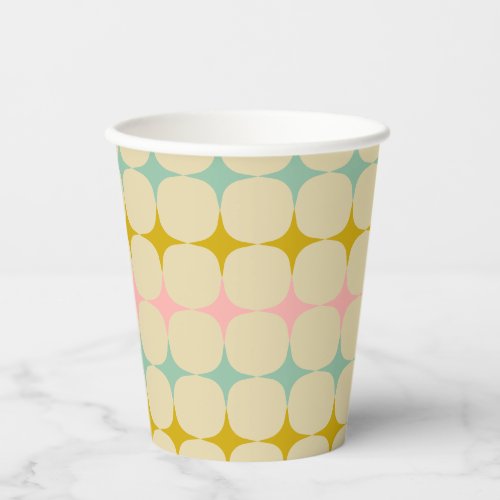 Vintage Geometric Pastel Stars Mod Bridal Shower Paper Cups