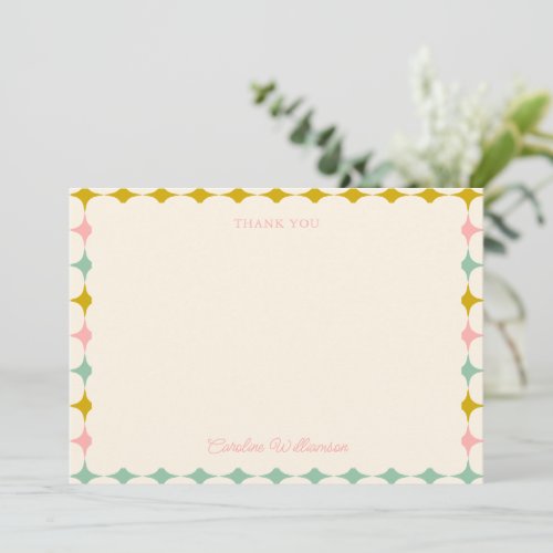 Vintage Geometric Pastels Personalized Baby Shower Thank You Card