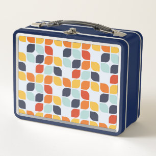 Vintage Geometric Pattern Metal Lunch Box