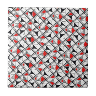 Vintage Geometric Pattern Red Black White Ceramic Tile