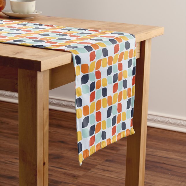 Vintage Geometric Pattern Short Table Runner (In Situ)