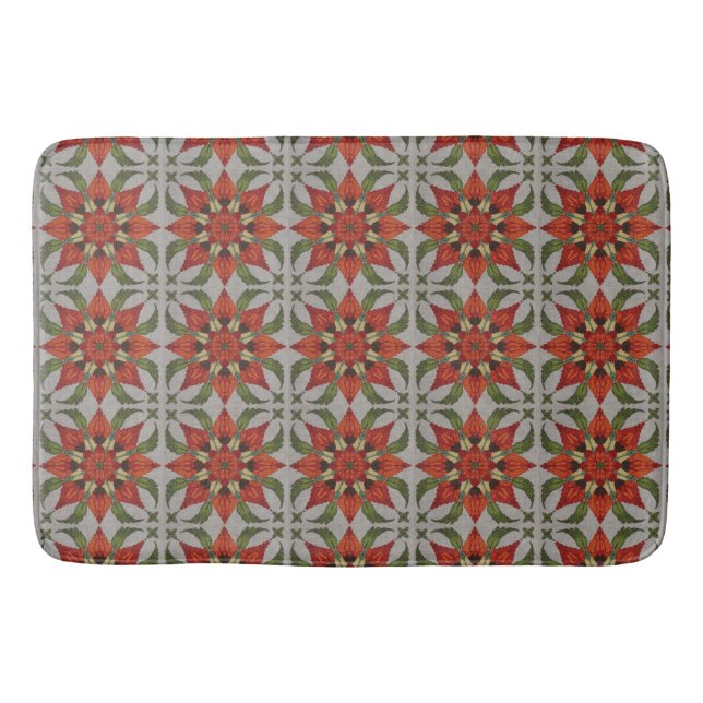 vintage Geometric Quilt Block Art Pattern  Bath Mat (Front)