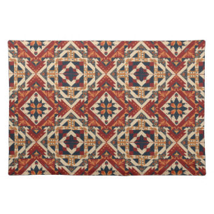 vintage Geometric Quilt Block Art Pattern Cloth Placemat