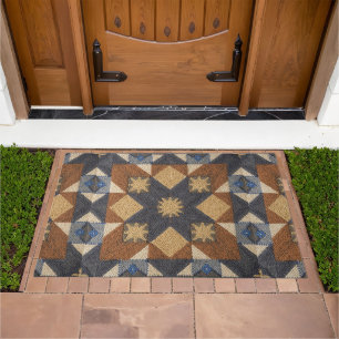vintage Geometric Quilt Block Art Pattern Doormat