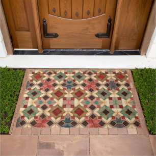 vintage Geometric Quilt Block Art Pattern Doormat