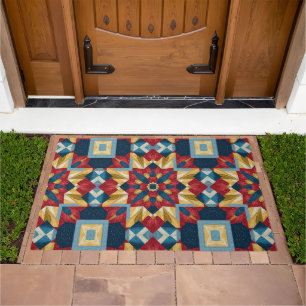 vintage Geometric Quilt Block Art Pattern Doormat