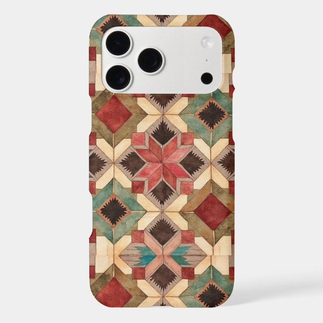 vintage Geometric Quilt Block Art Pattern  Iphone Case (Back)