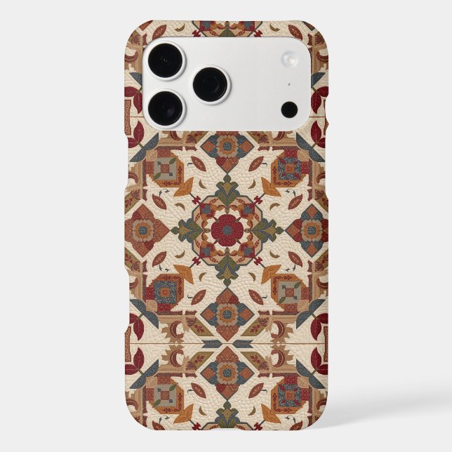 vintage Geometric Quilt Block Art Pattern  iPhone Case (Back)