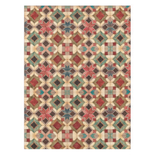 vintage Geometric Quilt Block Art Pattern  Tablecloth