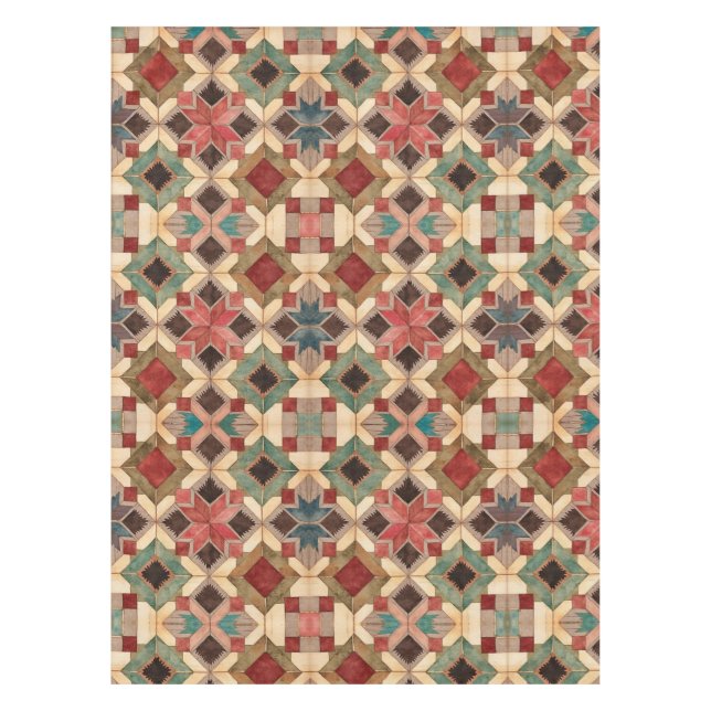 vintage Geometric Quilt Block Art Pattern  Tablecloth (Front)