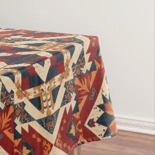 vintage Geometric Quilt Block Art Pattern  Tablecloth