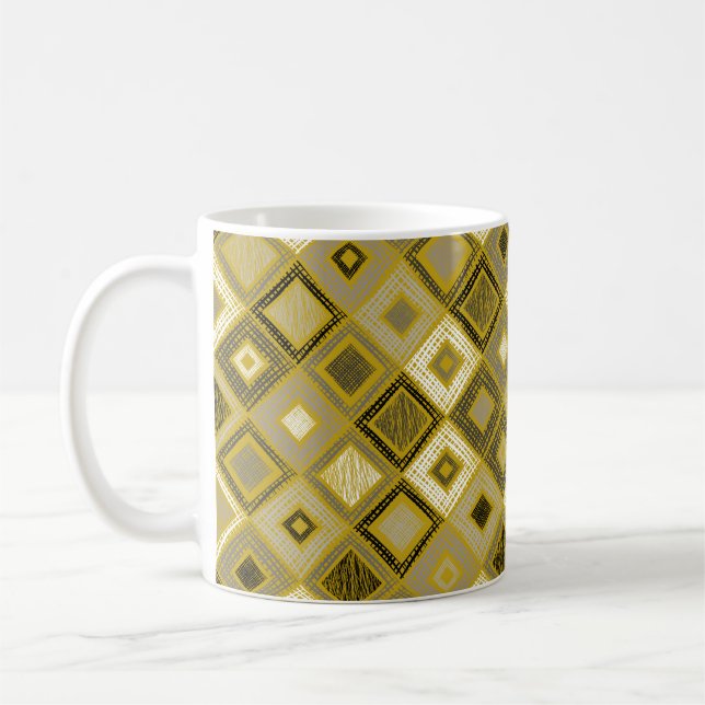 Vintage geometric rhombus, seamless pattern. coffee mug (Left)