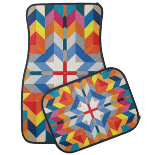 Vintage Geometric: Scandinavian Color Blocks Car Floor Mat