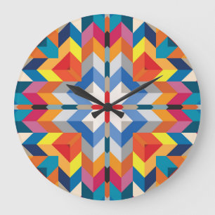 Vintage Geometric: Scandinavian Color Blocks Large Clock