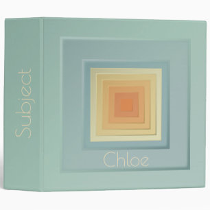 Vintage Geometric Squares (light blue & yellow) 3 Ring Binder