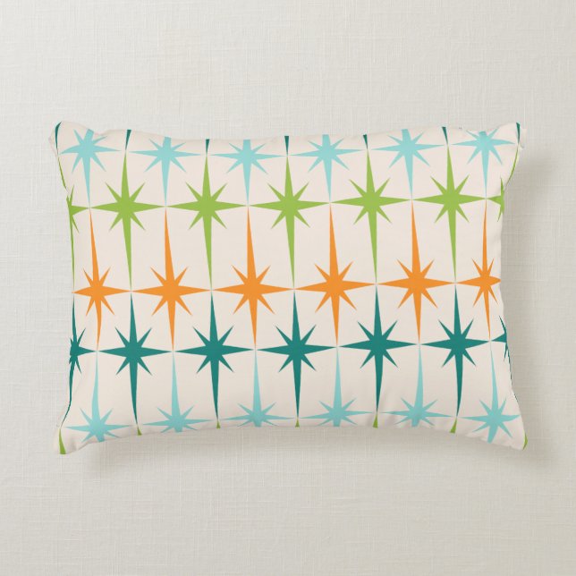 Vintage Geometric Starbursts Accent Pillow (Front)