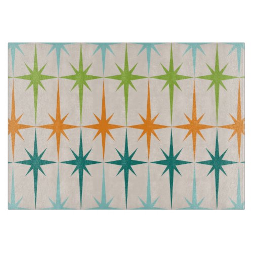 Vintage Geometric Starbursts Glass Cutting Board