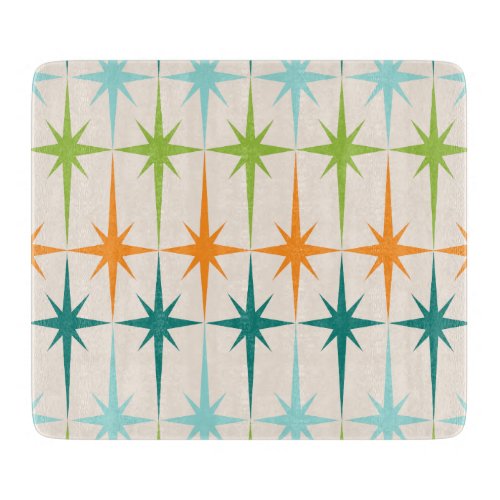 Vintage Geometric Starbursts Glass Cutting Board