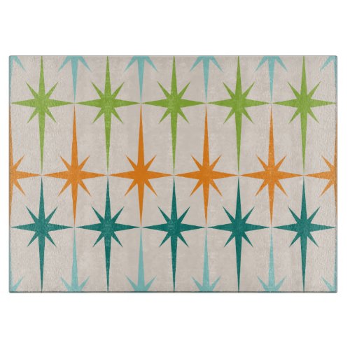 Vintage Geometric Starbursts Glass Cutting Board