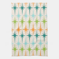 Vintage Geometric Starbursts Kitchen Towel