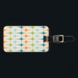 Vintage Geometric Starbursts Luggage Tag<br><div class="desc">Vintage. Geometrics. Starbursts. If you love any of those words, this retro customizable Vintage Geometric Starbursts Luggage Tag is for you. This mid century modern design features a cream background with rows of turquoise, lime green, orange, and teal starbursts. The opposite side of this fun suitcase tag has a turquoise...</div>