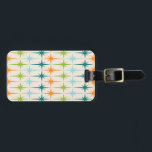 Vintage Geometric Starbursts Luggage Tag<br><div class="desc">Vintage. Geometrics. Starbursts. If you love any of those words, this retro customizable Vintage Geometric Starbursts Luggage Tag is for you. This mid century modern design features a cream background with rows of turquoise, lime green, orange, and teal starbursts. The opposite side of this fun suitcase tag has a turquoise...</div>